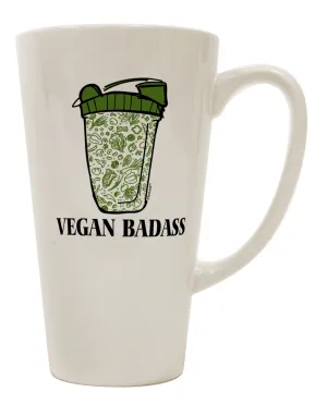 16 Ounce Conical Latte Coffee Mug - Expertly Crafted for the Vegan Badass - TooLoud