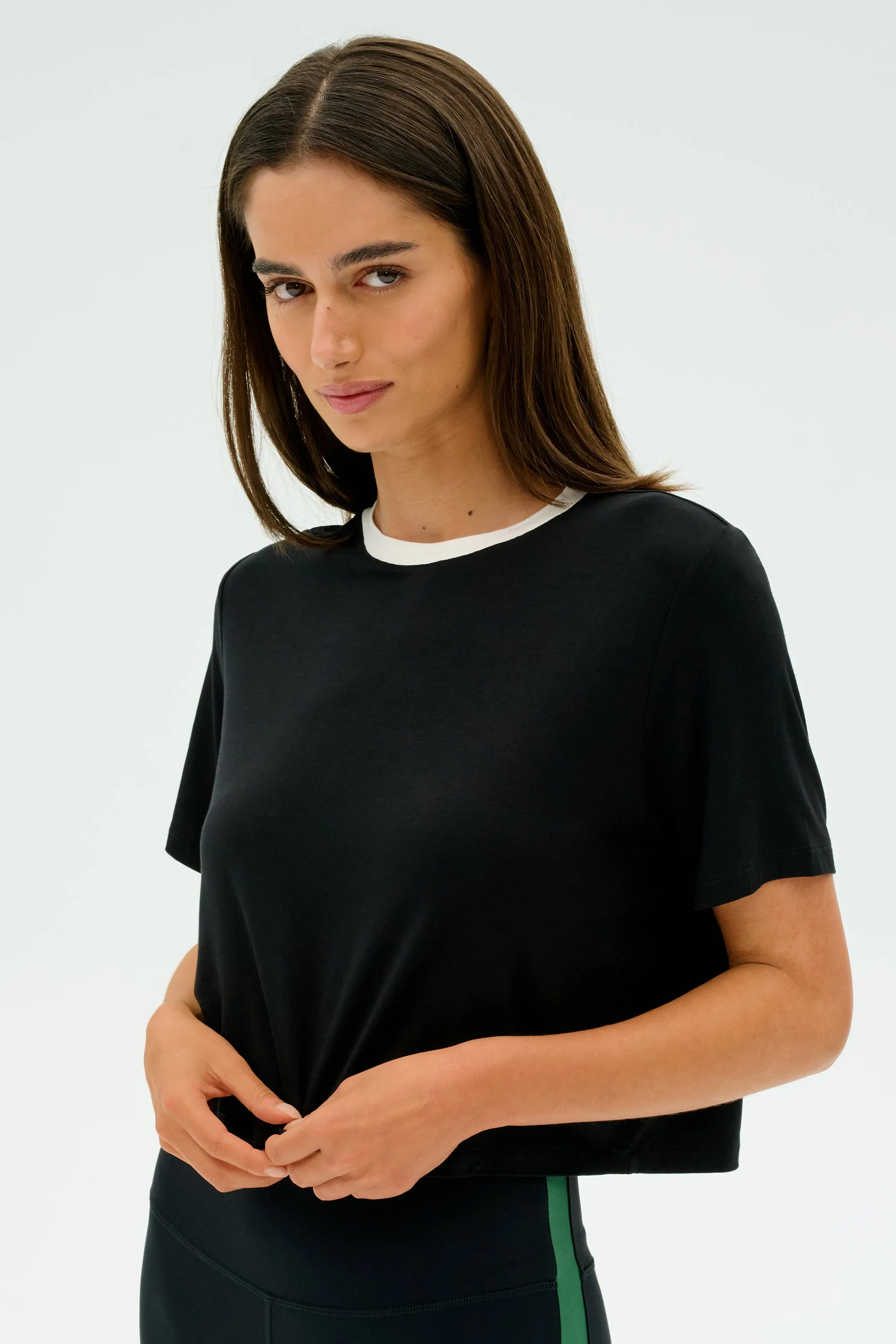 Djuna Crop Ringer - Black/White