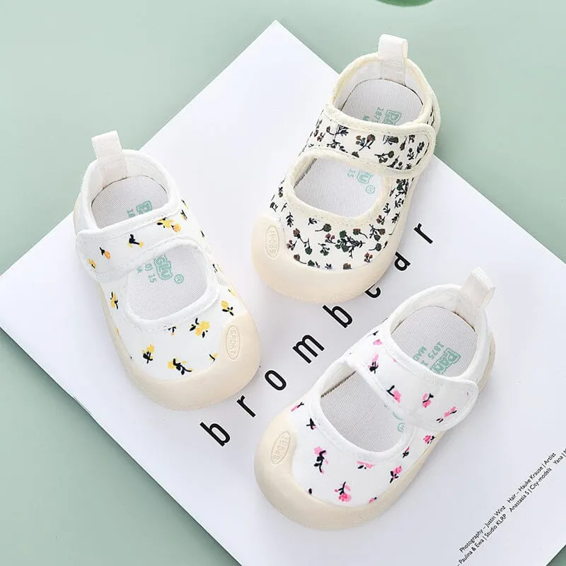 Floral Canvas First Walker Shoes