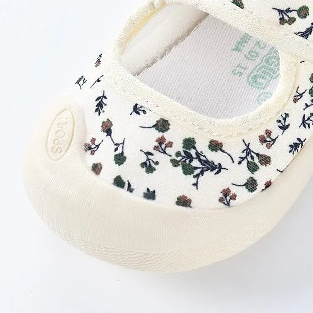 Floral Canvas First Walker Shoes