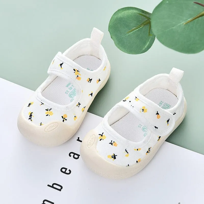 Floral Canvas First Walker Shoes