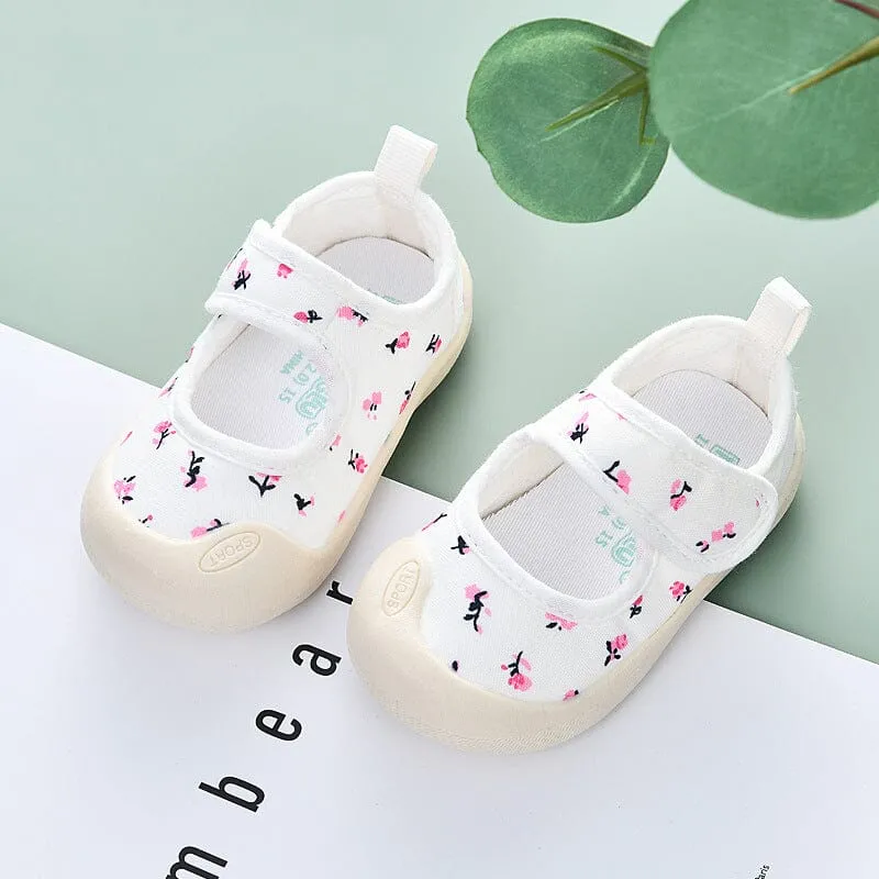 Floral Canvas First Walker Shoes