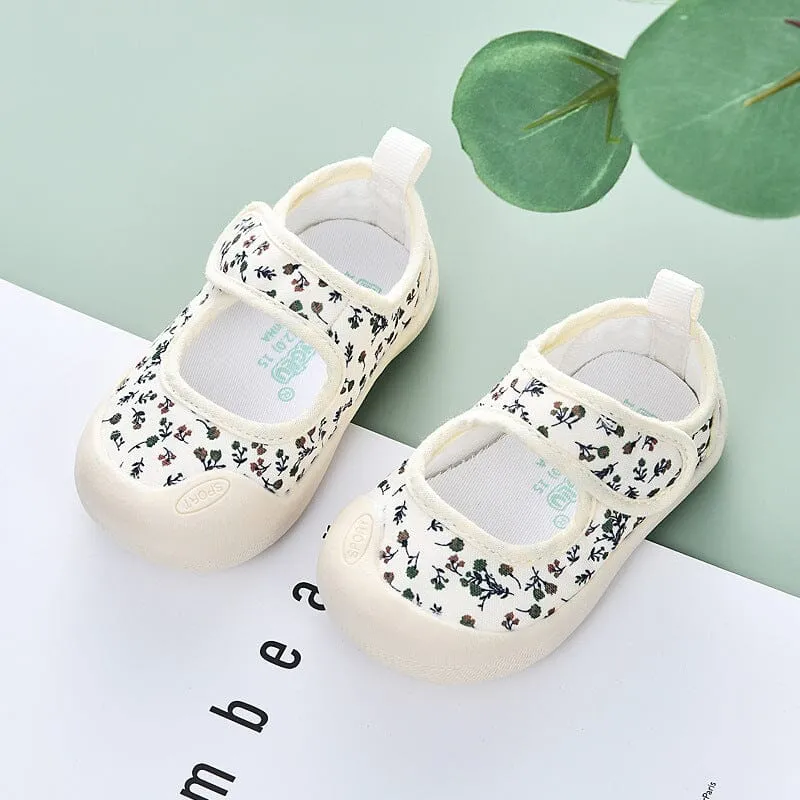 Floral Canvas First Walker Shoes