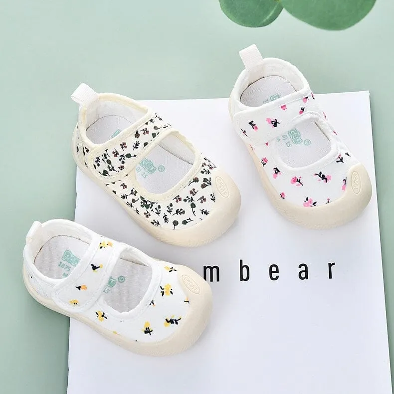 Floral Canvas First Walker Shoes
