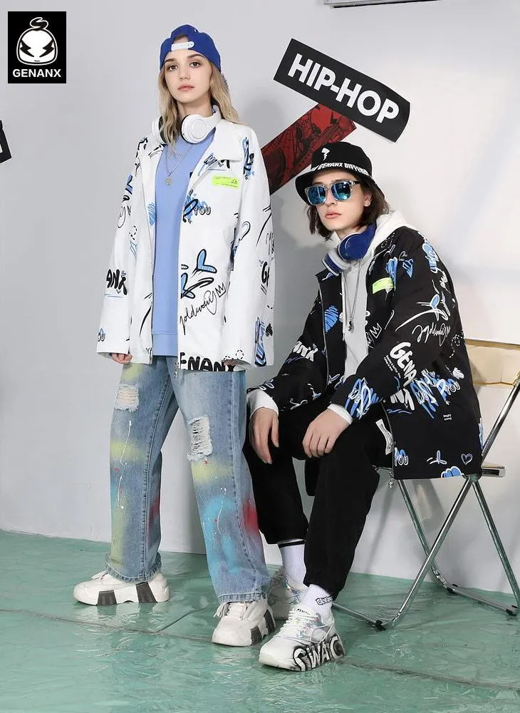 Heart Graffiti Stand Collar Jacket