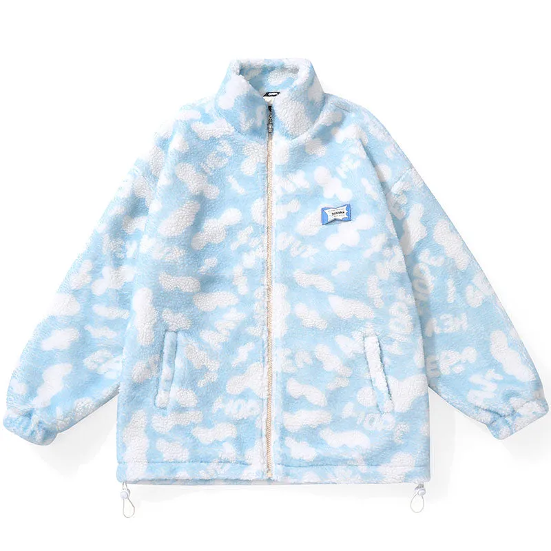 Letter Jacquard Cow Print Cashmere Jacket