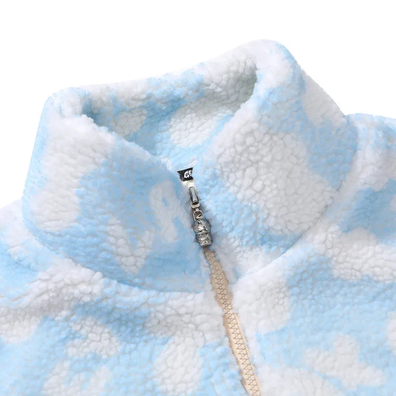 Letter Jacquard Cow Print Cashmere Jacket