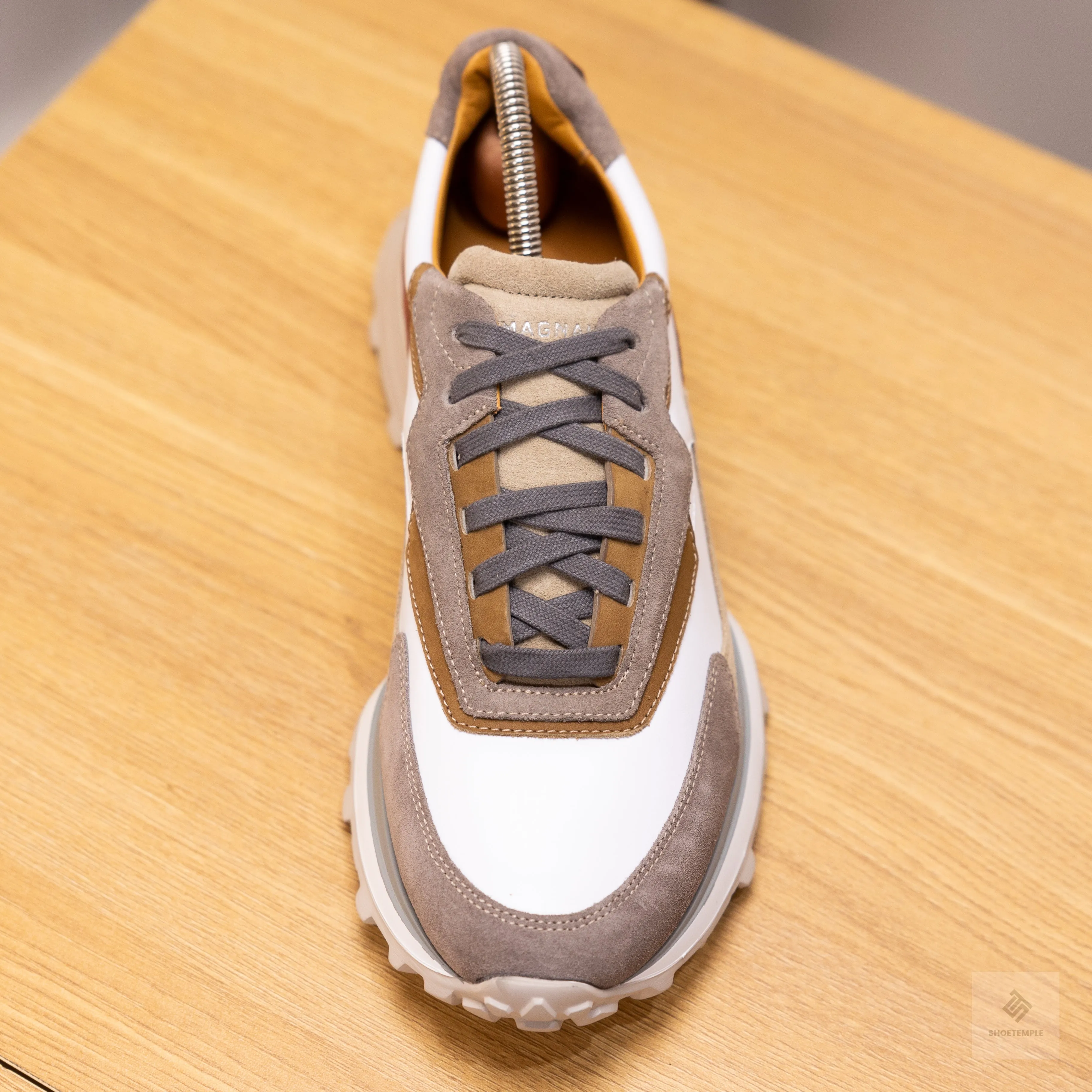 Magnanni Onyx Patchwork Burnished Leather & Suede Trainers