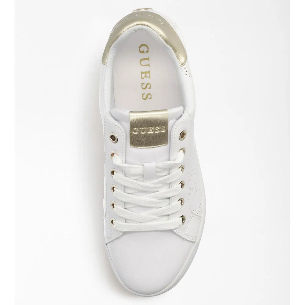 Scarpe Donna GUESS Sneakers in Pelle Linea Roria Colore Bianco -  Platino