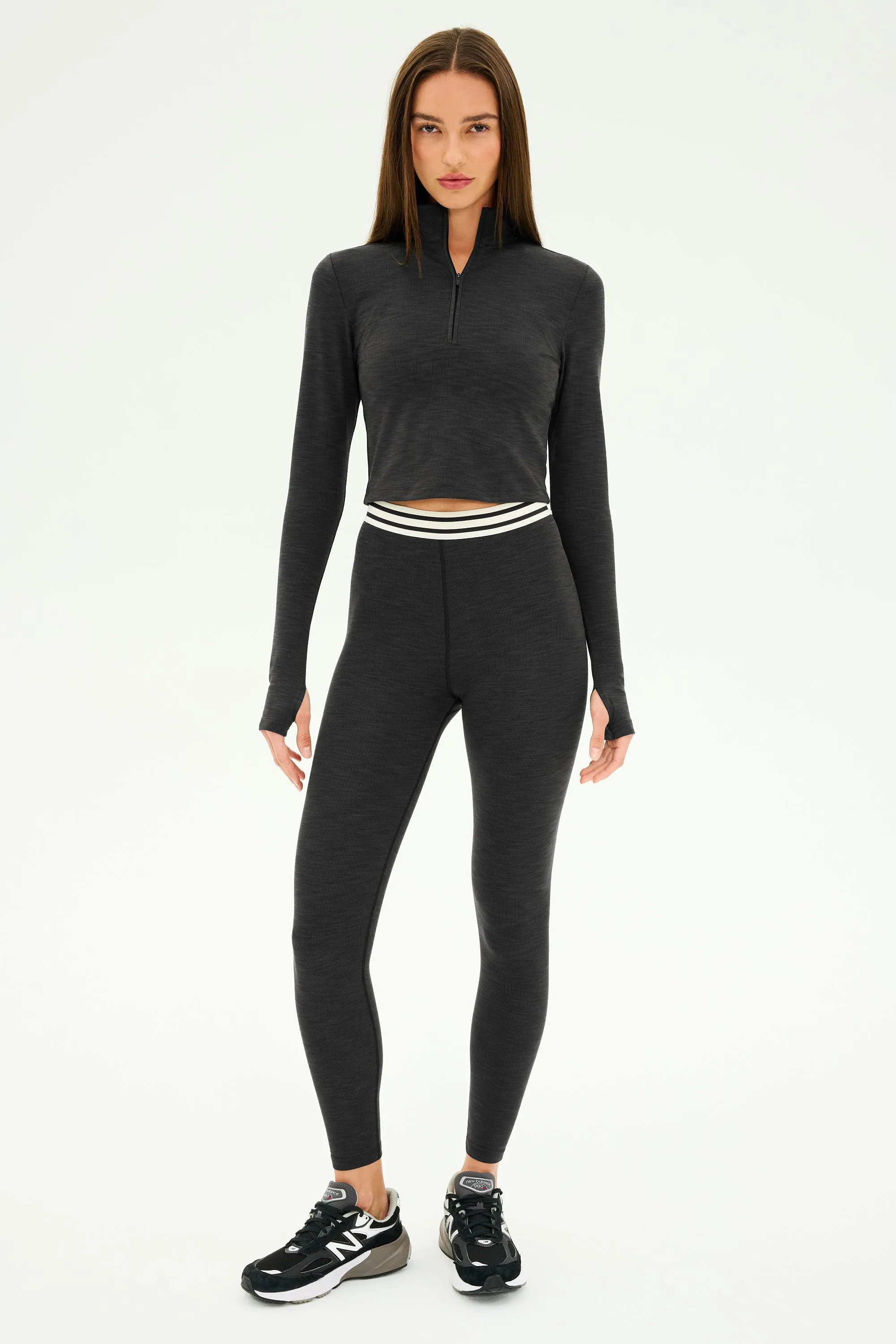 Stevie Active Rib Half Zip - Heather Graphite