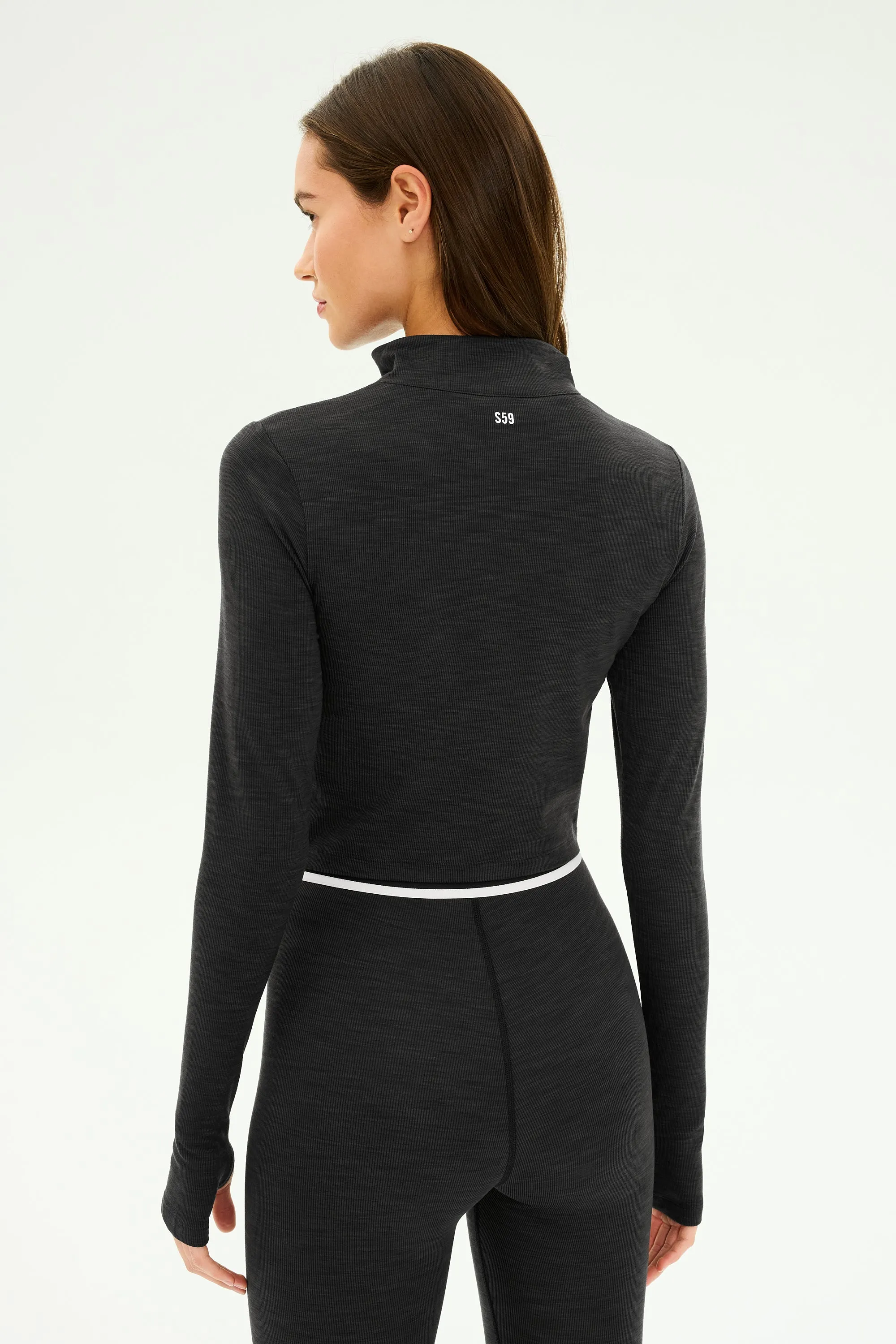 Stevie Active Rib Half Zip - Heather Graphite