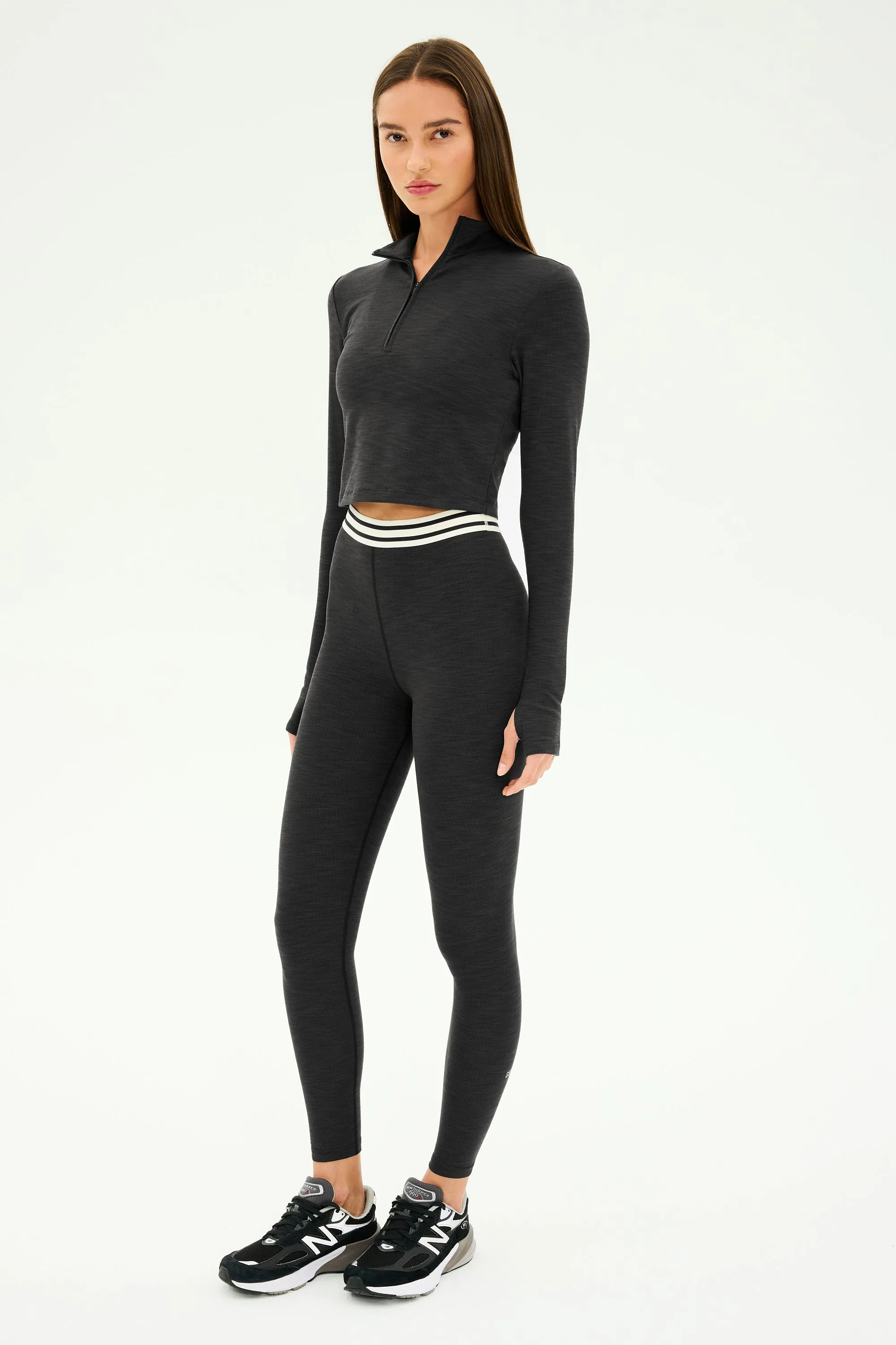 Stevie Active Rib Half Zip - Heather Graphite