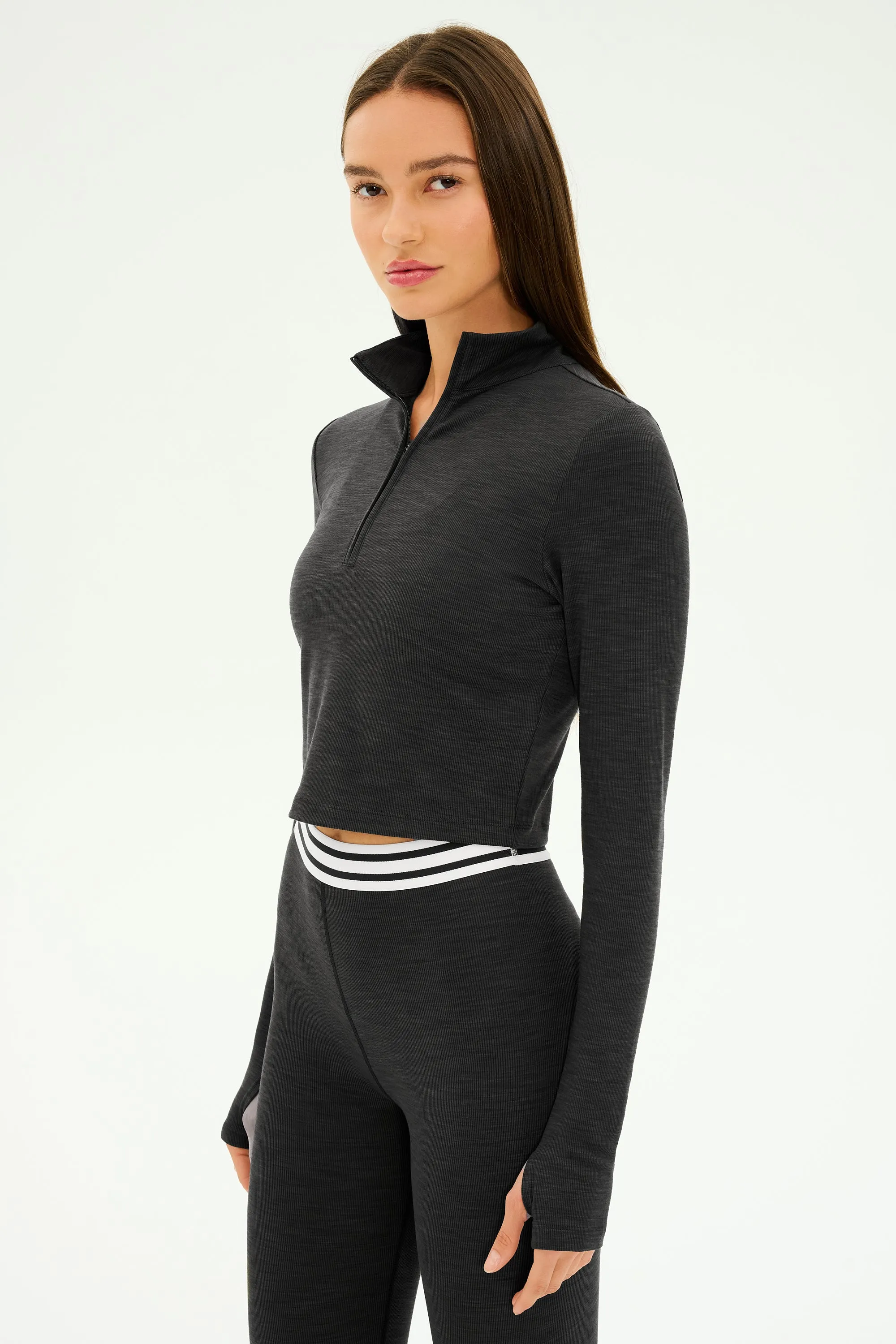 Stevie Active Rib Half Zip - Heather Graphite