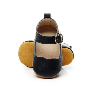 Urban Mary Janes - Genuine Leather Baby Girls Shoes Toddler First Walkers - Black